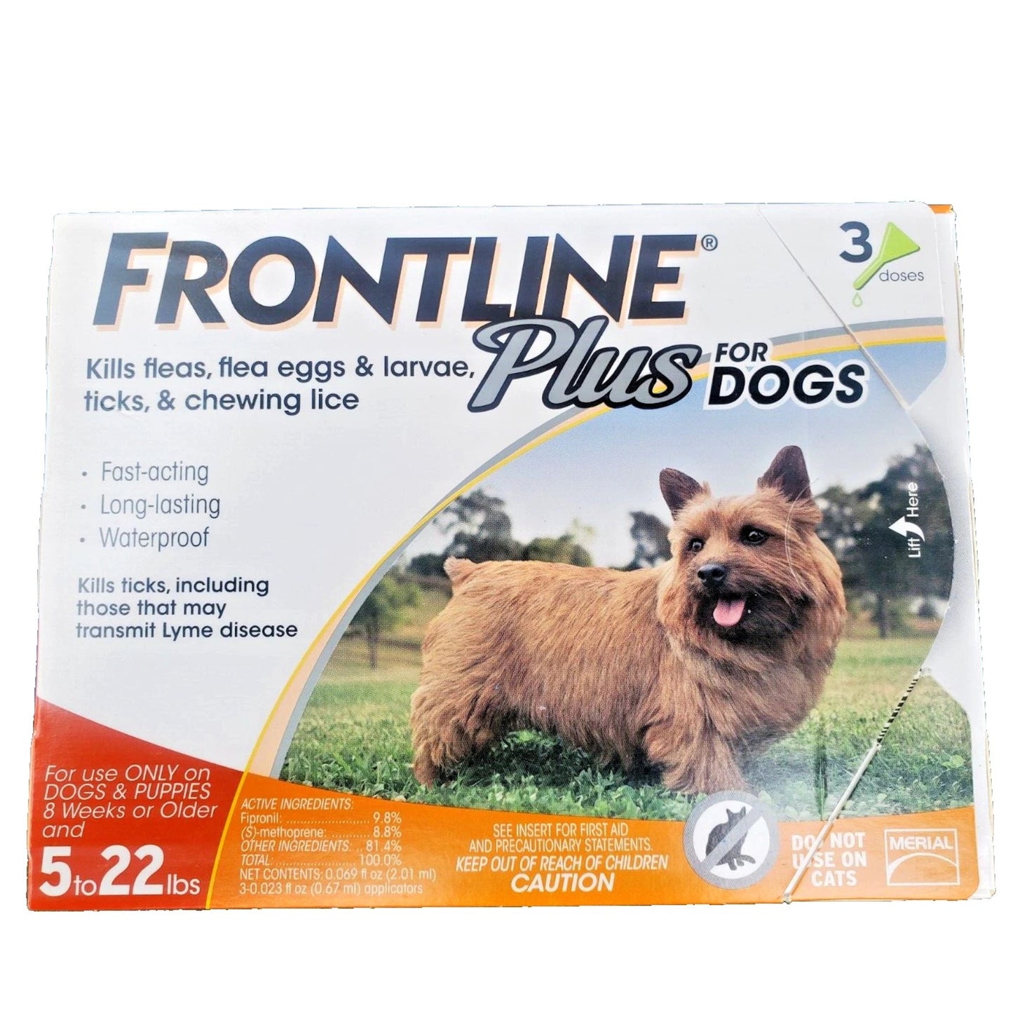 FRONTLINE Plus for Dogs Flea & Tick Treatment, Small Dog, 5-22 lbs, 6 Doses