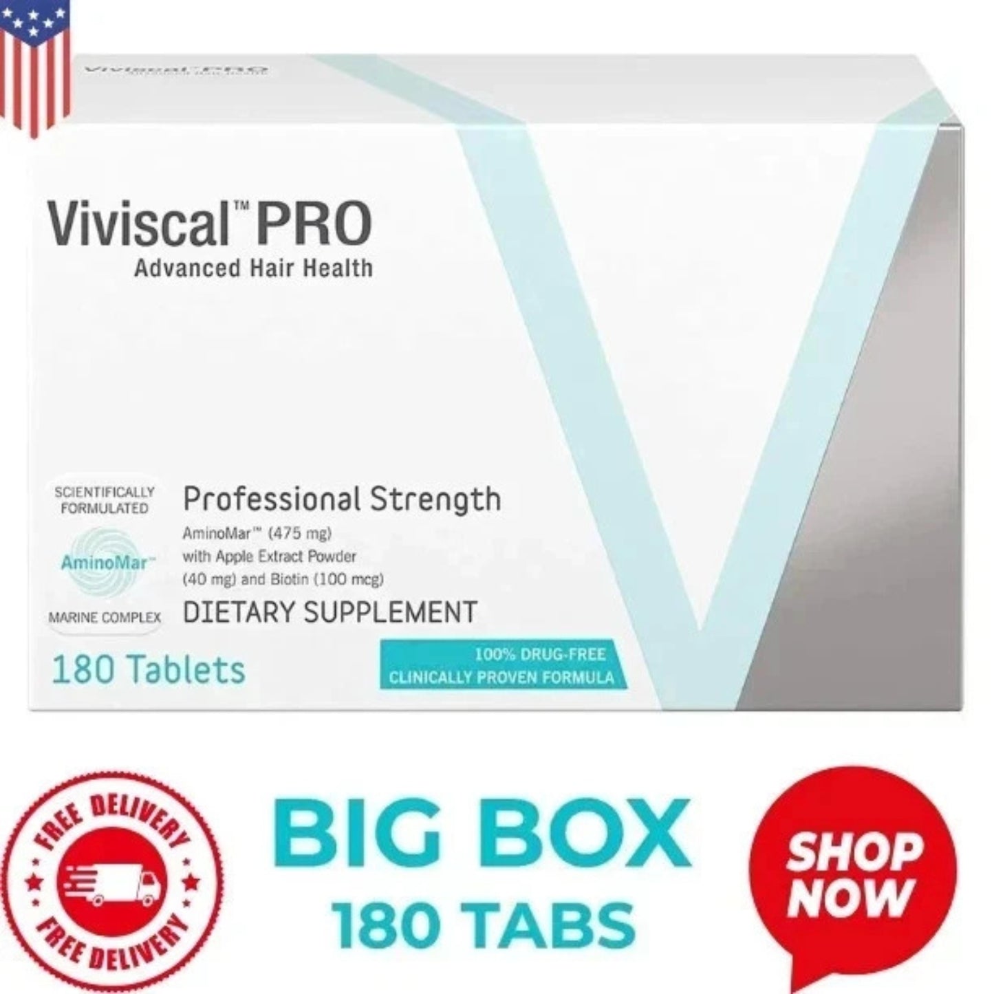 VIVISCAL PRO -Professional Hair Growth Tablets 180 Exp. 12/2027