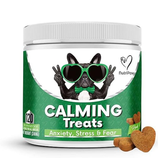 Available in Uk £12 - NutriPaw Calming Treats For Dogs - Reduce Stress, Fear, Separation, Barking, Hyp