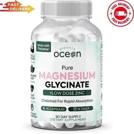 Organics Ocean Pure Magnesium Glycinate Low Dose Zinc Chelated 90 Capsules NEW