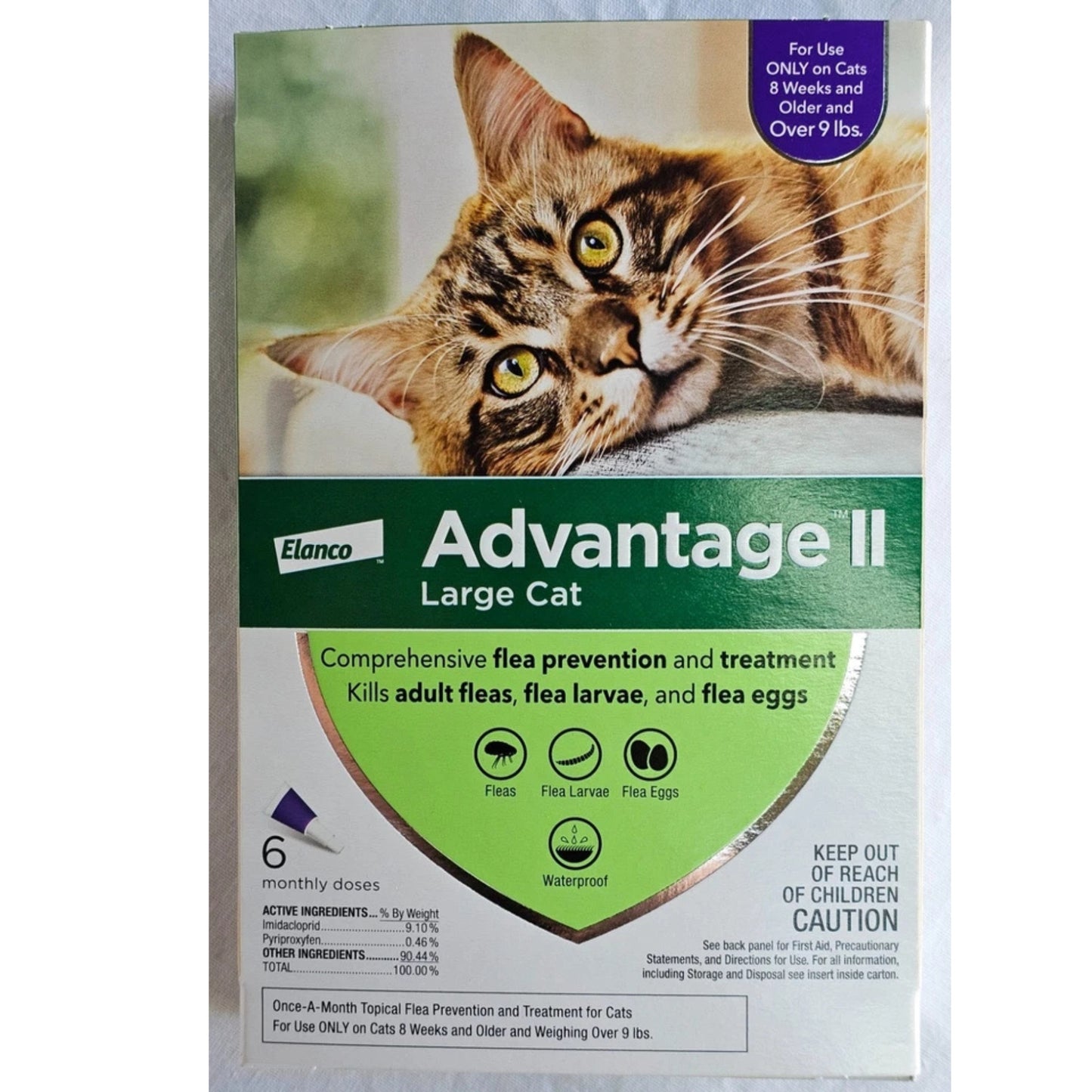 Advantage II Large Cat Flea Treatment Prevention Over - 9lbs - 6 Month Supply