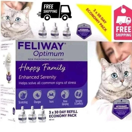 Available in Uk £11 - Feliway Optimum 30 Day Refill X 3 Value Pack| 48ml Feliway Optimum Refill