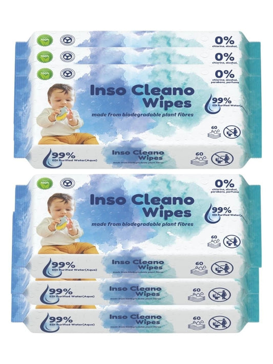 6 Packs for Price of 3 Inso Cleano Wipes - Eco-Friendly Baby Wipes (360 Pack)
